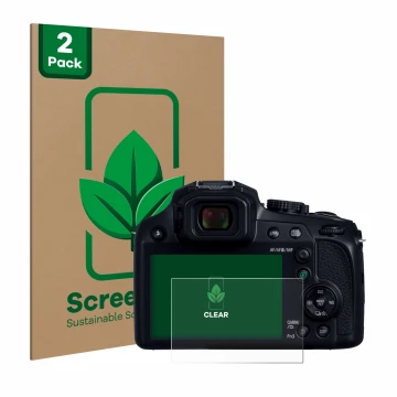 Parte frontale di una confezione del prodotto con il logo del marchio ScreenLeaf. Accanto è raffigurato il dispositivo Panason