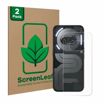 Parte frontale di una confezione del prodotto con il logo del marchio ScreenLeaf. Accanto è raffigurato il dispositivo Nothing