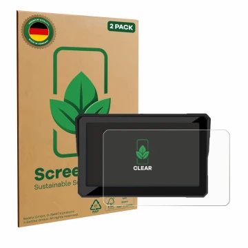 Parte frontale di una confezione del prodotto con il logo del marchio ScreenLeaf. Accanto è raffigurato il dispositivo Carpuri