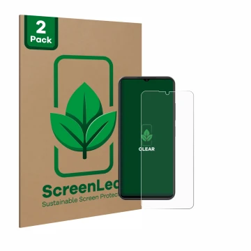 Parte frontale di una confezione del prodotto con il logo del marchio ScreenLeaf. Accanto è raffigurato il dispositivo ZTE Bla