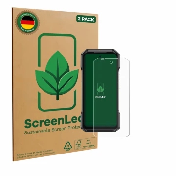 Parte frontale di una confezione del prodotto con il logo del marchio ScreenLeaf. Accanto è raffigurato il dispositivo Ulefone