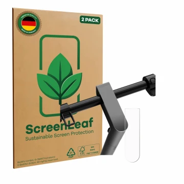 Parte frontale di una confezione del prodotto con il logo del marchio ScreenLeaf. Accanto è raffigurato il dispositivo Navee S