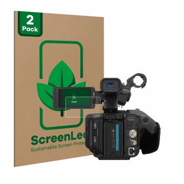 Parte frontale di una confezione del prodotto con il logo del marchio ScreenLeaf. Accanto è raffigurato il dispositivo Sony PX