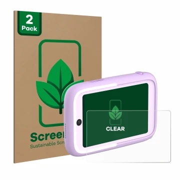 Parte frontale di una confezione del prodotto con il logo del marchio ScreenLeaf. Accanto è raffigurato il dispositivo Myfirst