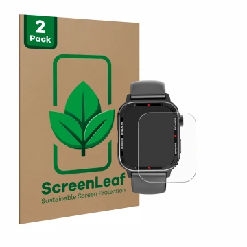 Parte frontale di una confezione del prodotto con il logo del marchio ScreenLeaf. Accanto è raffigurato il dispositivo Manike 