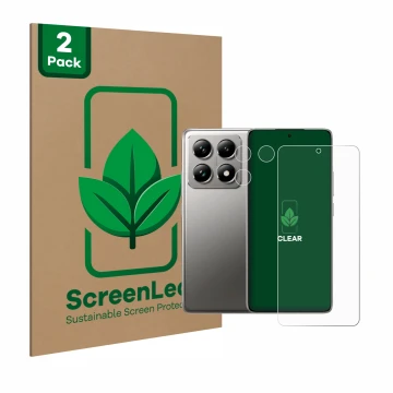 Parte frontale di una confezione del prodotto con il logo del marchio ScreenLeaf. Accanto è raffigurato il dispositivo Xiaomi 