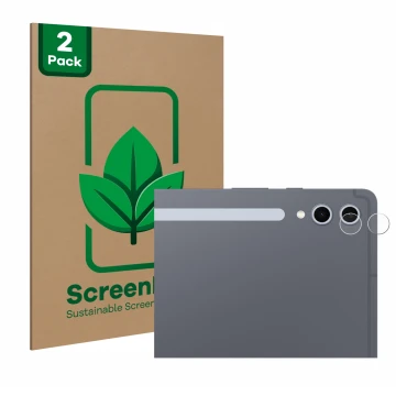 Parte frontale di una confezione del prodotto con il logo del marchio ScreenLeaf. Accanto è raffigurato il dispositivo Samsung