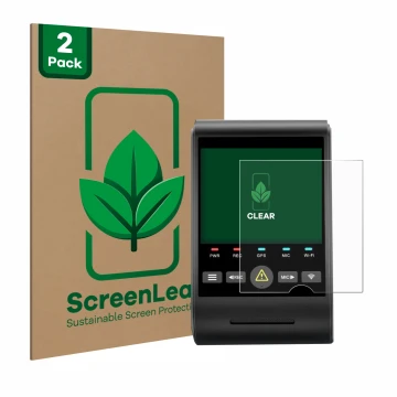 Parte frontale di una confezione del prodotto con il logo del marchio ScreenLeaf. Accanto è raffigurato il dispositivo VIOFO A