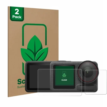 Parte frontale di una confezione del prodotto con il logo del marchio ScreenLeaf. Accanto è raffigurato il dispositivo DJI Osm