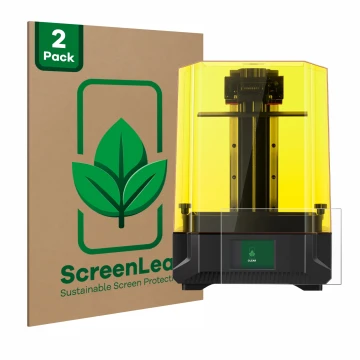 Parte frontale di una confezione del prodotto con il logo del marchio ScreenLeaf. Accanto è raffigurato il dispositivo Anycubi