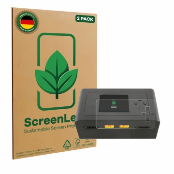 Parte frontale di una confezione del prodotto con il logo del marchio ScreenLeaf. Accanto è raffigurato il dispositivo Gens Ac