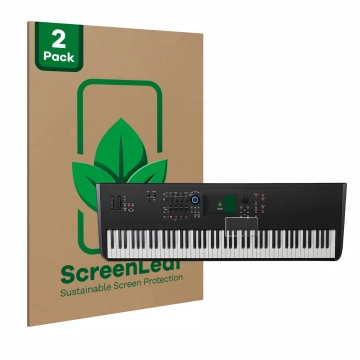 Parte frontale di una confezione del prodotto con il logo del marchio ScreenLeaf. Accanto è raffigurato il dispositivo Yamaha 