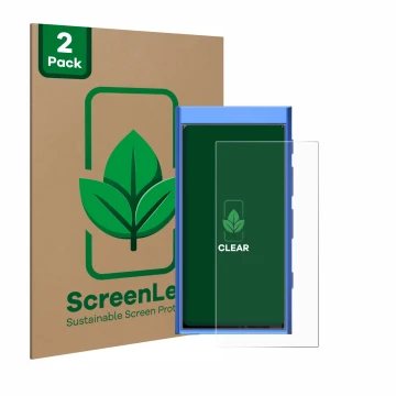 Parte frontale di una confezione del prodotto con il logo del marchio ScreenLeaf. Accanto è raffigurato il dispositivo Hiby Di