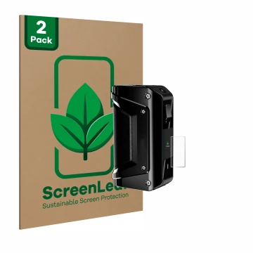 Parte frontale di una confezione del prodotto con il logo del marchio ScreenLeaf. Accanto è raffigurato il dispositivo geekvap