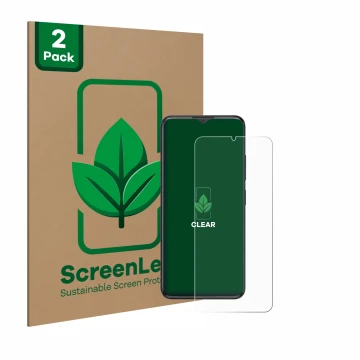 Parte frontale di una confezione del prodotto con il logo del marchio ScreenLeaf. Accanto è raffigurato il dispositivo ZTE Bla