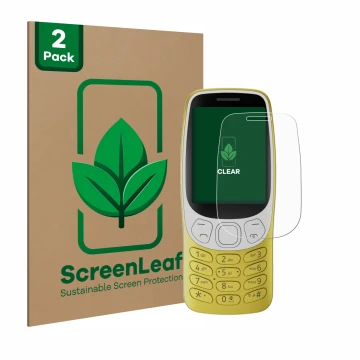 Parte frontale di una confezione del prodotto con il logo del marchio ScreenLeaf. Accanto è raffigurato il dispositivo Nokia 3