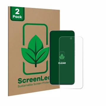 Parte frontale di una confezione del prodotto con il logo del marchio ScreenLeaf. Accanto è raffigurato il dispositivo Honor M