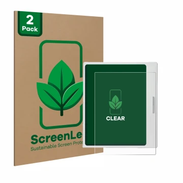 Parte frontale di una confezione del prodotto con il logo del marchio ScreenLeaf. Accanto è raffigurato il dispositivo Boox Go