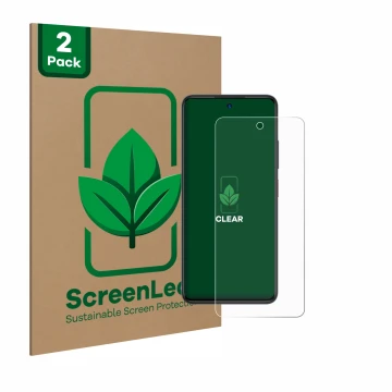 Parte frontale di una confezione del prodotto con il logo del marchio ScreenLeaf. Accanto è raffigurato il dispositivo ZTE Bla