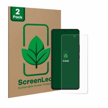 Parte frontale di una confezione del prodotto con il logo del marchio ScreenLeaf. Accanto è raffigurato il dispositivo ASUS RO