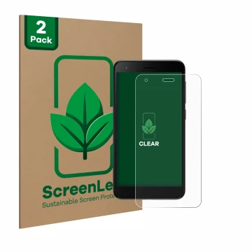 Parte frontale di una confezione del prodotto con il logo del marchio ScreenLeaf. Accanto è raffigurato il dispositivo ZTE Bla
