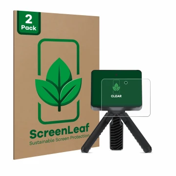 Parte frontale di una confezione del prodotto con il logo del marchio ScreenLeaf. Accanto è raffigurato il dispositivo Garmin 