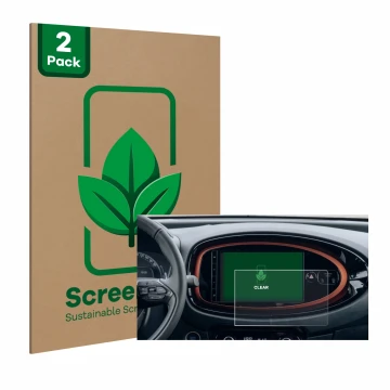 Parte frontale di una confezione del prodotto con il logo del marchio ScreenLeaf. Accanto è raffigurato il dispositivo Toyota 