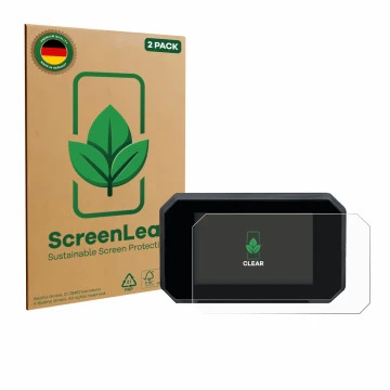 Parte frontale di una confezione del prodotto con il logo del marchio ScreenLeaf. Accanto è raffigurato il dispositivo Suzuki 