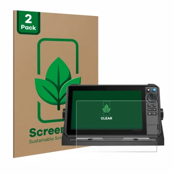 Parte frontale di una confezione del prodotto con il logo del marchio ScreenLeaf. Accanto è raffigurato il dispositivo Lowranc