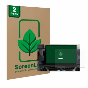 Parte frontale di una confezione del prodotto con il logo del marchio ScreenLeaf. Accanto è raffigurato il dispositivo Dacia D