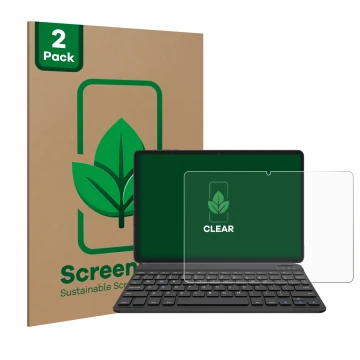 Parte frontale di una confezione del prodotto con il logo del marchio ScreenLeaf. Accanto è raffigurato il dispositivo BESTTAB