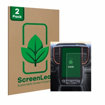Parte frontale di una confezione del prodotto con il logo del marchio ScreenLeaf. Accanto è raffigurato il dispositivo Ford Ra