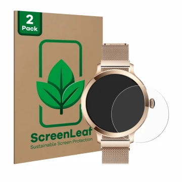Parte frontale di una confezione del prodotto con il logo del marchio ScreenLeaf. Accanto è raffigurato il dispositivo Bekomiy
