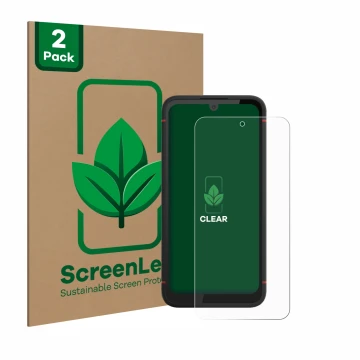 Parte frontale di una confezione del prodotto con il logo del marchio ScreenLeaf. Accanto è raffigurato il dispositivo Volla P