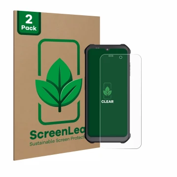 Parte frontale di una confezione del prodotto con il logo del marchio ScreenLeaf. Accanto è raffigurato il dispositivo Sonim X