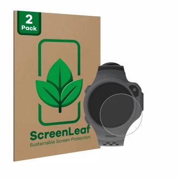 Parte frontale di una confezione del prodotto con il logo del marchio ScreenLeaf. Accanto è raffigurato il dispositivo myFirst