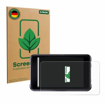 Parte frontale di una confezione del prodotto con il logo del marchio ScreenLeaf. Accanto è raffigurato il dispositivo Atomos 