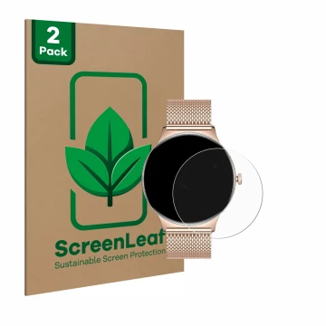 Parte frontale di una confezione del prodotto con il logo del marchio ScreenLeaf. Accanto è raffigurato il dispositivo LIGE FV