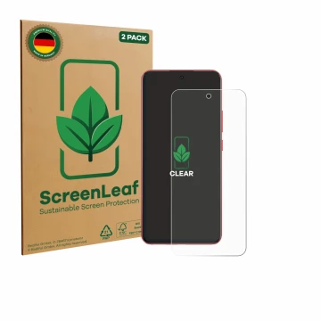 Parte frontale di una confezione del prodotto con il logo del marchio ScreenLeaf. Accanto è raffigurato il dispositivo Oppo A5