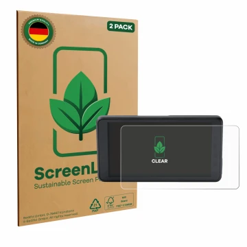 Parte frontale di una confezione del prodotto con il logo del marchio ScreenLeaf. Accanto è raffigurato il dispositivo BMW Con