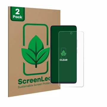 Parte frontale di una confezione del prodotto con il logo del marchio ScreenLeaf. Accanto è raffigurato il dispositivo Xiaomi 