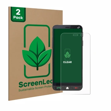 Parte frontale di una confezione del prodotto con il logo del marchio ScreenLeaf. Accanto è raffigurato il dispositivo Brondi 
