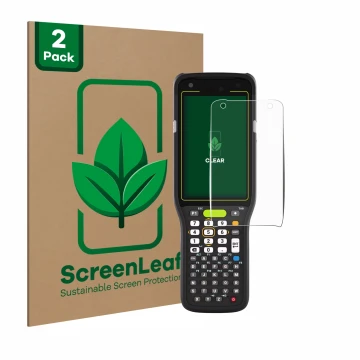 Parte frontale di una confezione del prodotto con il logo del marchio ScreenLeaf. Accanto è raffigurato il dispositivo Zebra M
