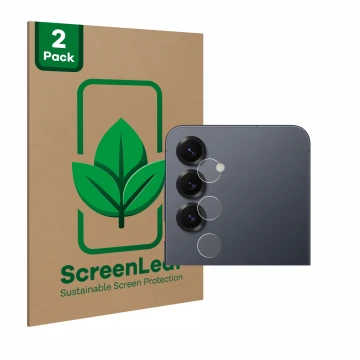 Parte frontale di una confezione del prodotto con il logo del marchio ScreenLeaf. Accanto è raffigurato il dispositivo Samsung