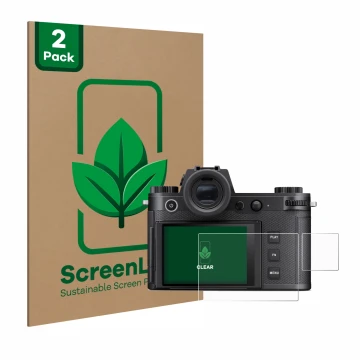 Parte frontale di una confezione del prodotto con il logo del marchio ScreenLeaf. Accanto è raffigurato il dispositivo Leica S