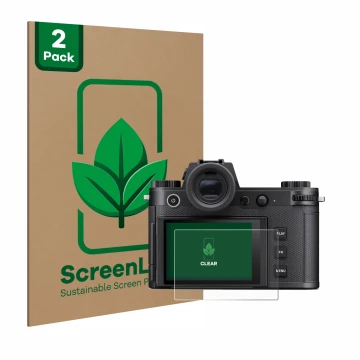 Parte frontale di una confezione del prodotto con il logo del marchio ScreenLeaf. Accanto è raffigurato il dispositivo Leica S