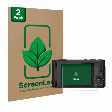Parte frontale di una confezione del prodotto con il logo del marchio ScreenLeaf. Accanto è raffigurato il dispositivo Yashica