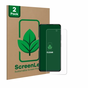 Parte frontale di una confezione del prodotto con il logo del marchio ScreenLeaf. Accanto è raffigurato il dispositivo myPhone