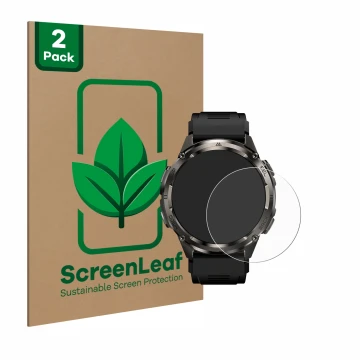 Parte frontale di una confezione del prodotto con il logo del marchio ScreenLeaf. Accanto è raffigurato il dispositivo Kospet 