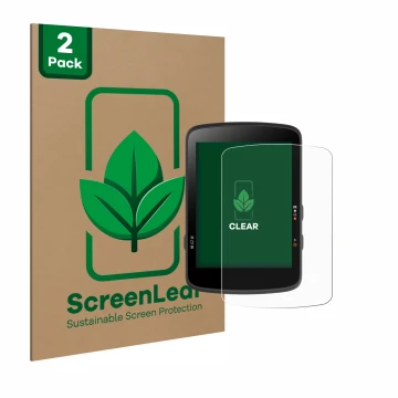 Parte frontale di una confezione del prodotto con il logo del marchio ScreenLeaf. Accanto è raffigurato il dispositivo Bryton 